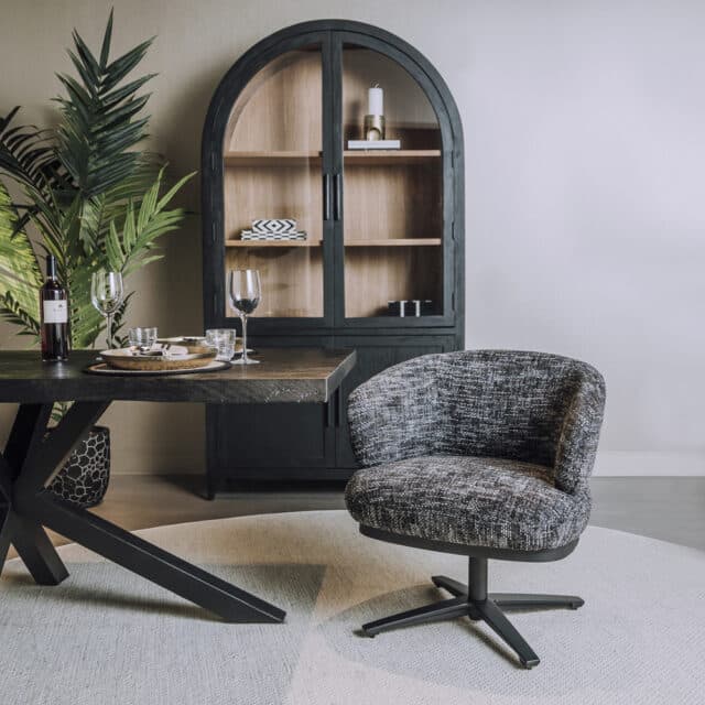 Tower Living eetkamerstoel Perca draaibaar met arm blauw-grijs