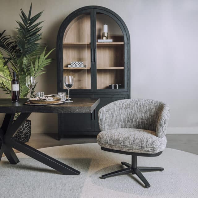 Tower Living eetkamerstoel Perca draaibaar met arm wit-grijs