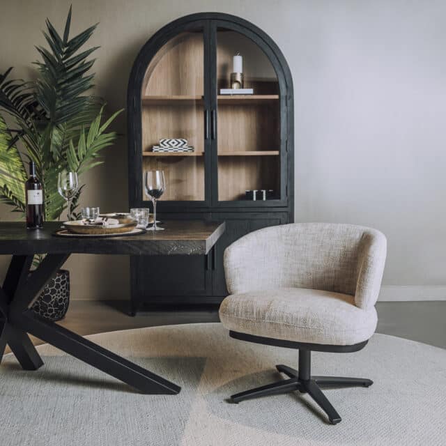 Tower Living eetkamerstoel Perca draaibaar met arm creme