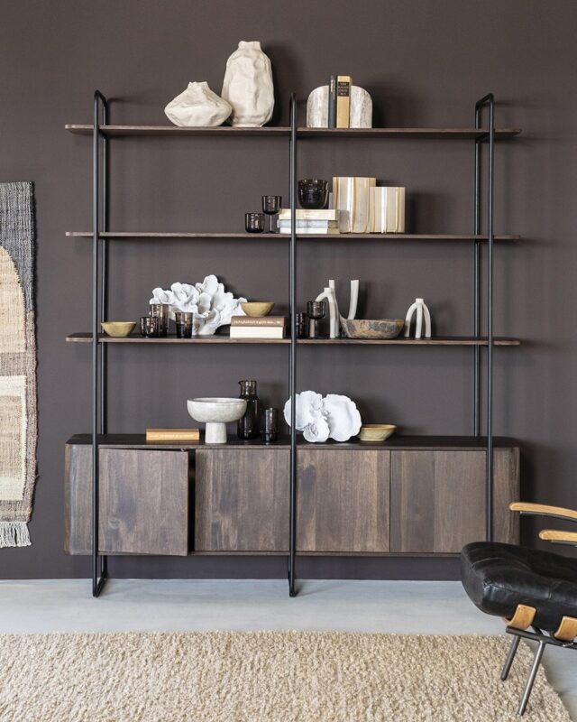 Eleonora wandkast James 190x46,5x210 cm mangohout bruin