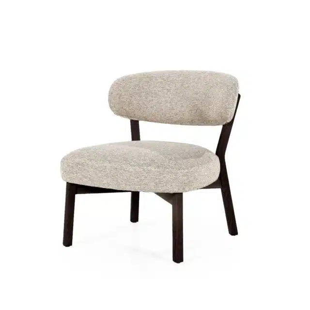 Eleonora fauteuil Mikky taupe onderstel bruin
