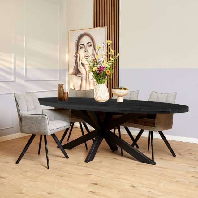 Starfurn Eettafel Denver Black 300 Cm Ovaal