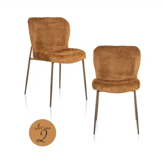 Richmond Interiors eetkamerstoel Odarby cognac (Set van 2)