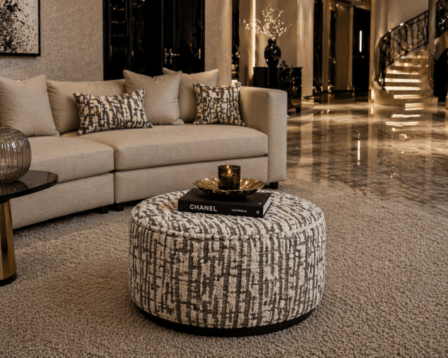 Richmond Interiors poef Lexie 70Ø creme