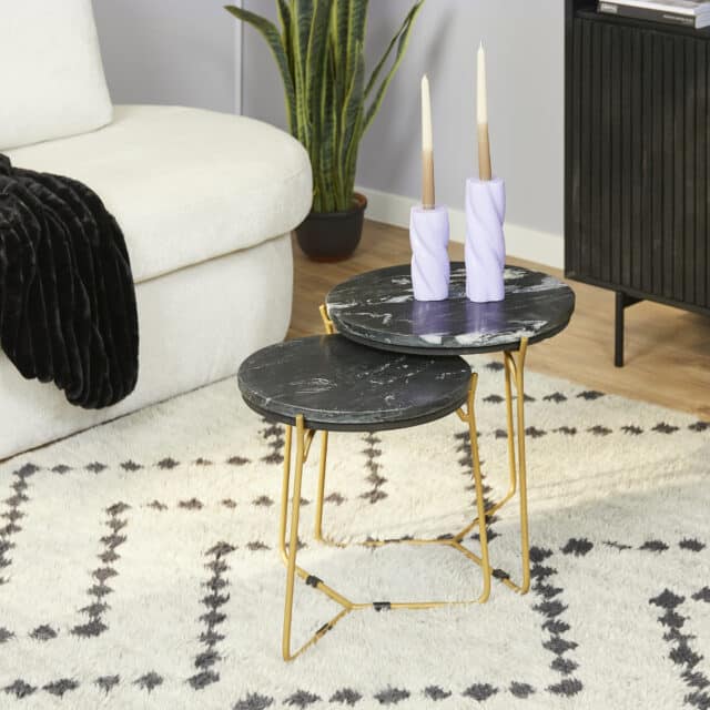 Starfurn Salontafel Caly Black Marble 45 Cm Set Van 2