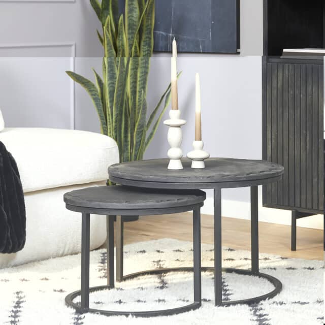 Starfurn Salontafel Ora Black Kadappa Stone 60 Cm Set Van 2