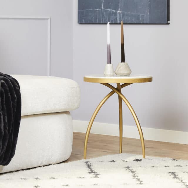 Starfurn Bijzettafel Kay White Marble 40 Cm
