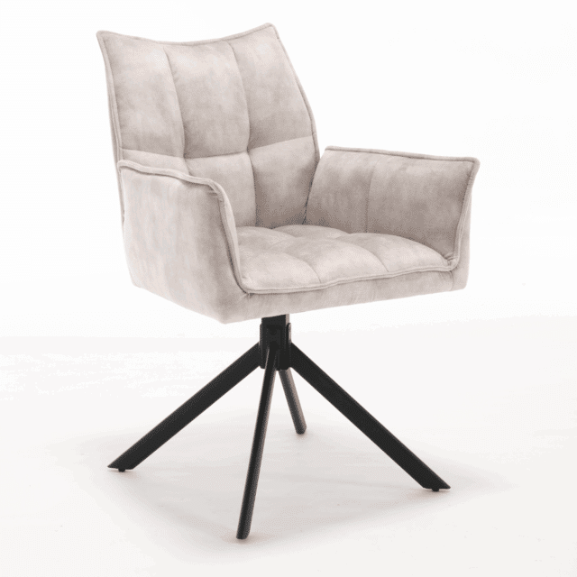 Starfurn Eetkamerstoel Dani Velvet Champagne Met Armleuning