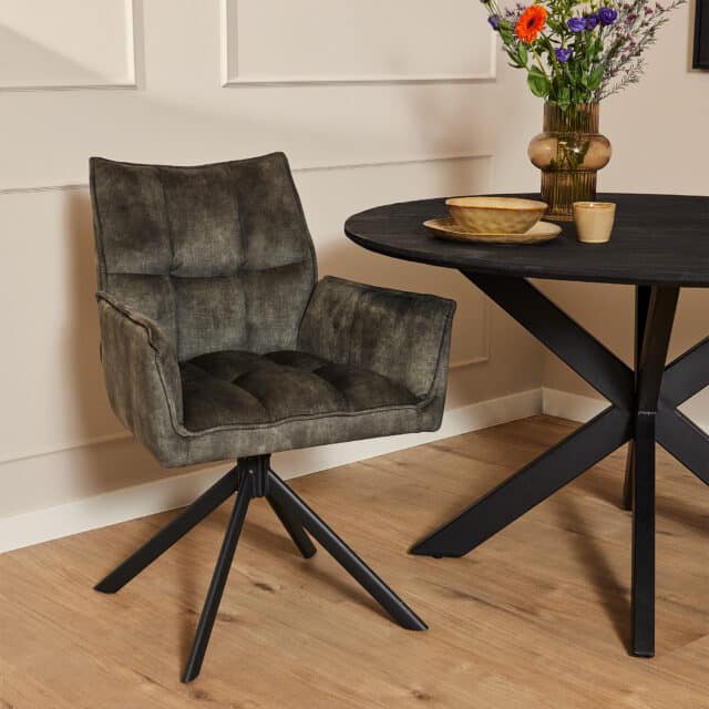 Starfurn Eetkamerstoel Dani Velvet Green Met Armleuning