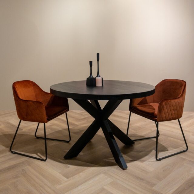 Livingfurn eetkamerstoel Benthe met arm Rust Copper Velvet