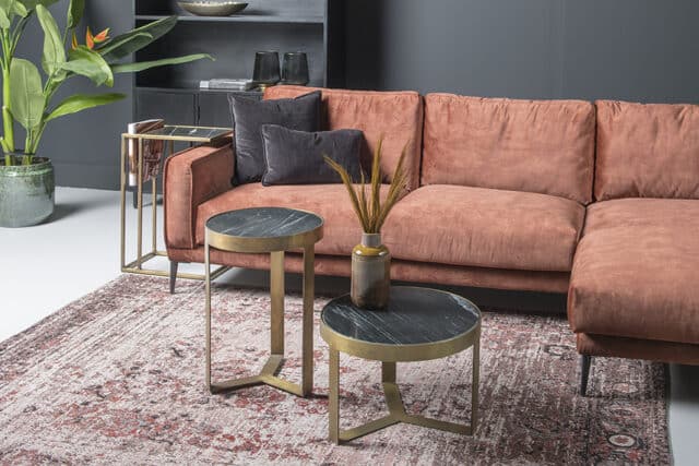 Livingfurn salontafel Glennis Marble Black Gold 40 cm