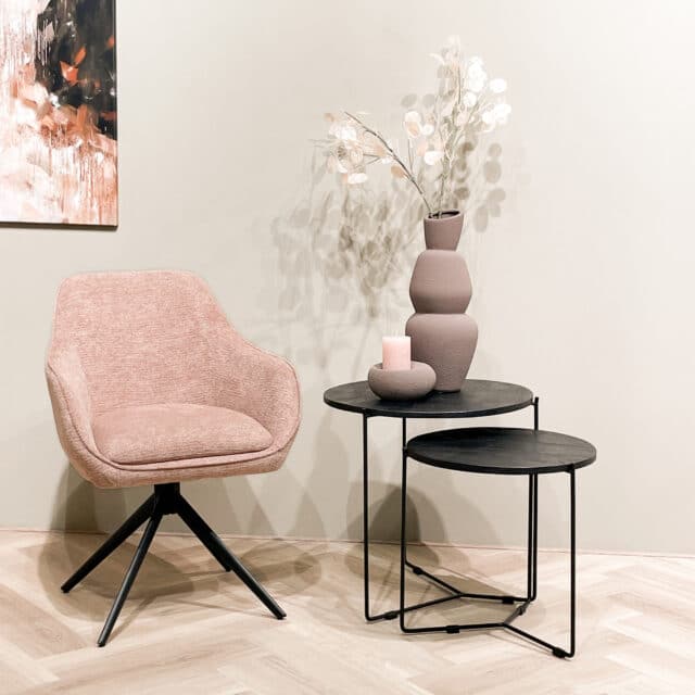 Livingfurn bijzettafel Mason Black/Black Set of 2