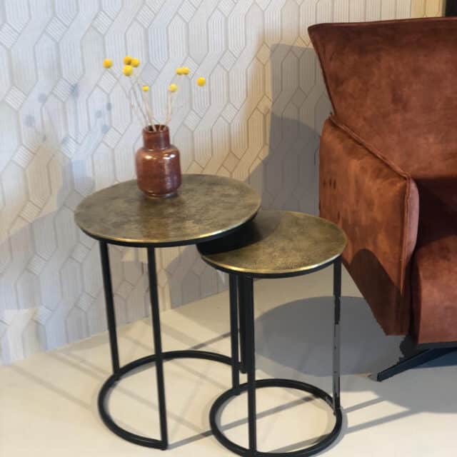 Livingfurn bijzettafel Cast Iron Beau Gold set of 2