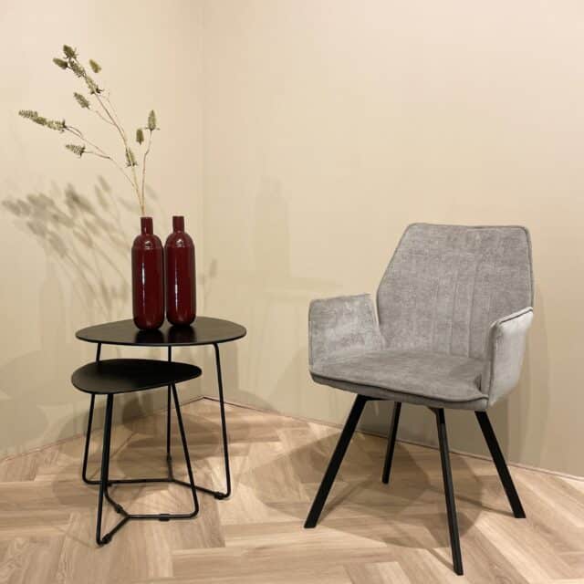 Livingfurn eetkamerstoel Louise draaibaar met arm Grey