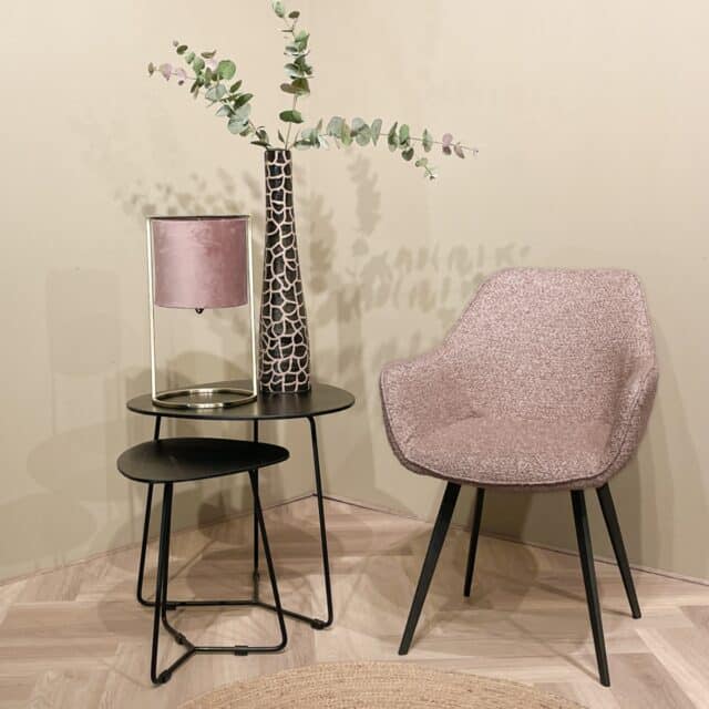 Livingfurn eetkamerstoel Luca met arm Boucle Vintage Pink