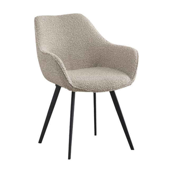Livingfurn Eetkamerstoelen Luca Boucle Beige