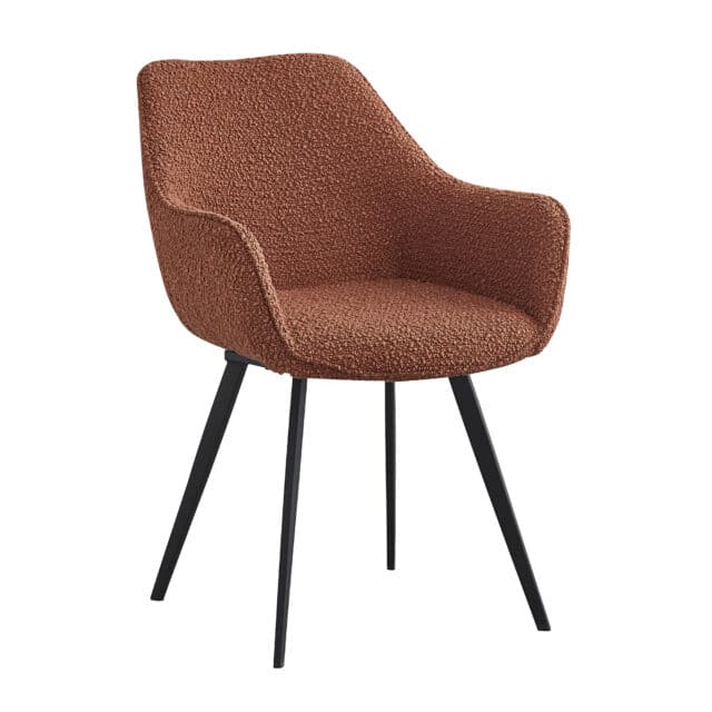 Livingfurn Eetkamerstoelen Luca Boucle Leaf Brown