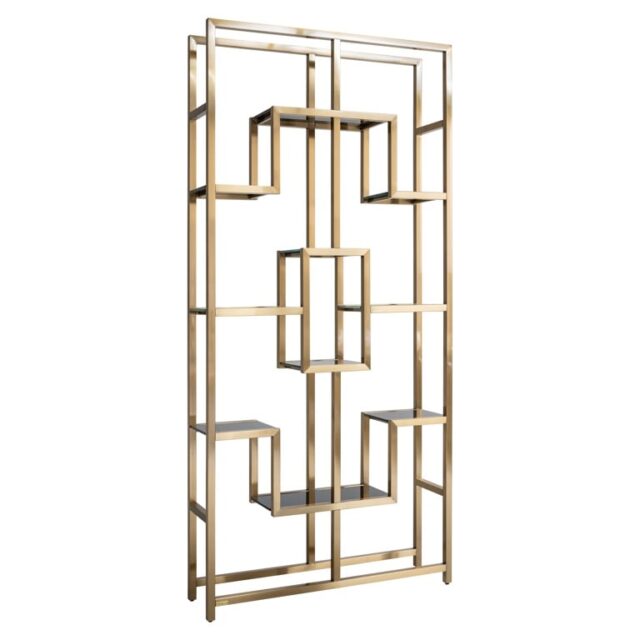 Richmond Interiors wandkast Magnus 108x30x230 cm metaal geborsteld goud