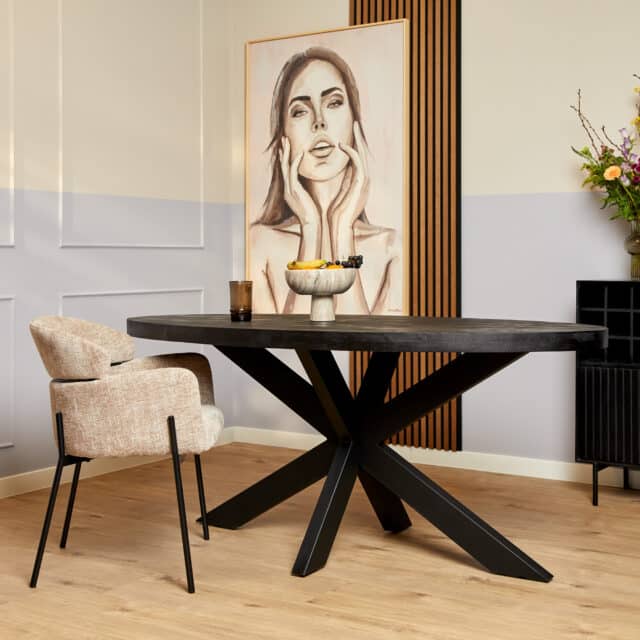 Starfurn Eettafel Denver Black 160 Cm Ovaal