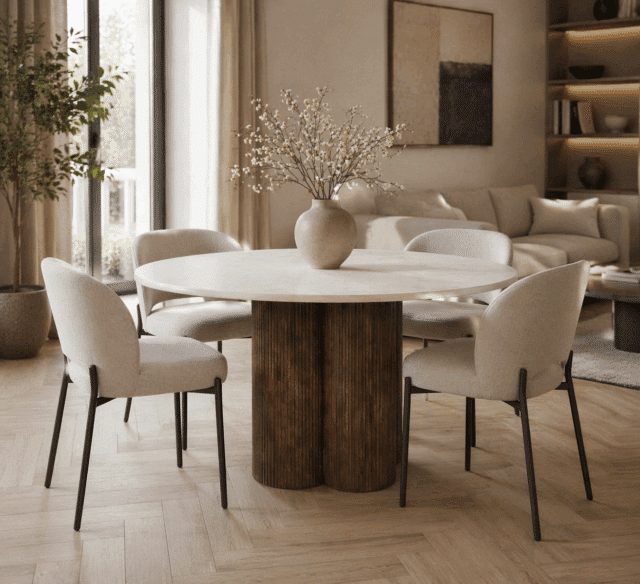 Eleonora eettafel Xanni 130 cm rond marmer