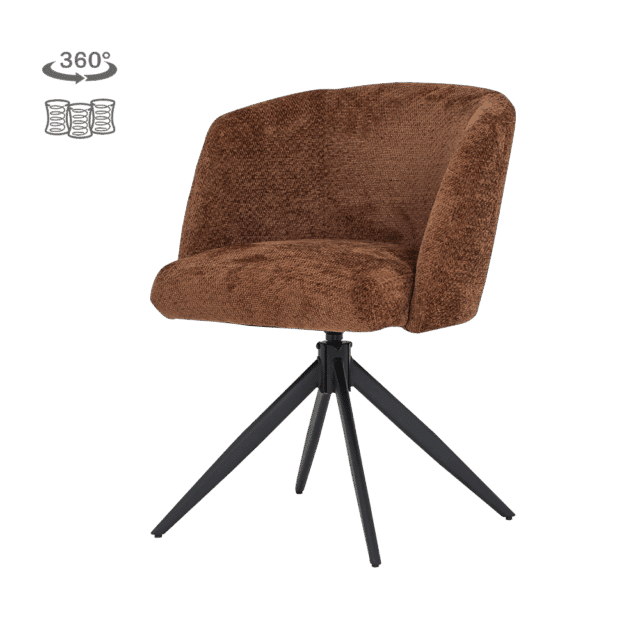 Tower Living eetkamerstoel Cuvio draaibaar met arm koper