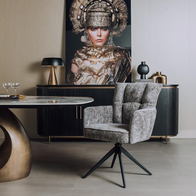 Tower Living eetkamerstoel Bardi draaibaar met arm antraciet