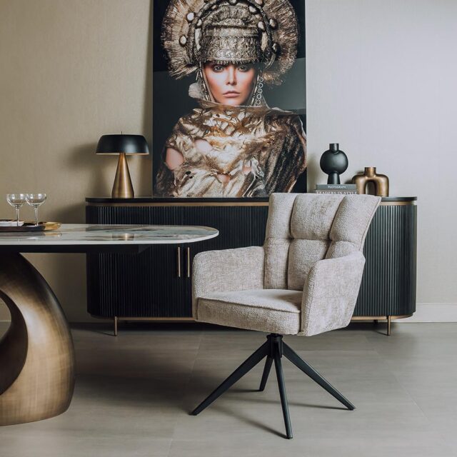 Tower Living eetkamerstoel Bardi draaibaar met arm beige