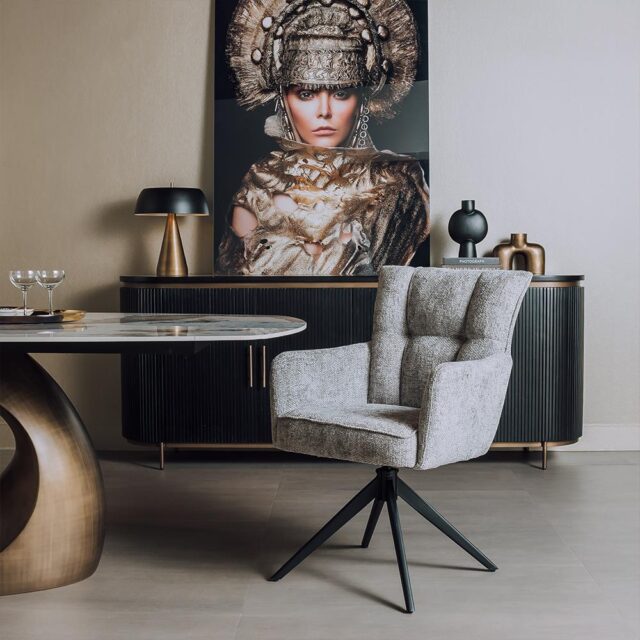 Tower Living eetkamerstoel Bardi draaibaar met arm lichtgrijs