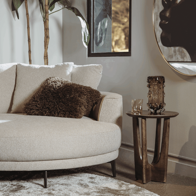 Tower Living salontafel Fermo 40x40x50 cm rond olijfbruin mangohout