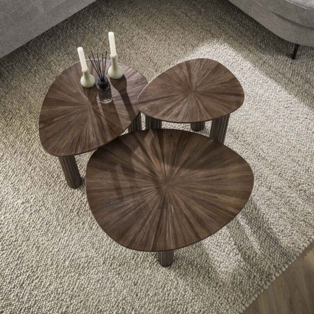 Zijlstra Salontafel Maya Teak Driehoekig Set Van 3 Massief Teak Espresso
