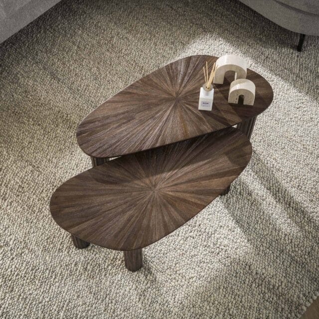 Zijlstra Salontafel Maya Teak Organisch Set Van 2 Massief Teak Espresso