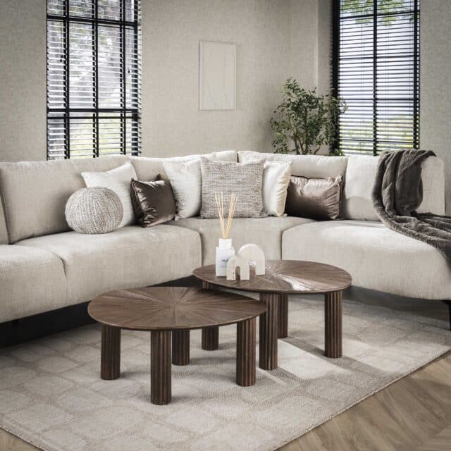 Zijlstra Salontafel Maya Teak Driehoekig Set Van 2 Massief Teak Espresso