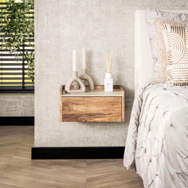 Zijlstra Nachtkastje Nuovo Zwevend 1 Lade Massief Mango Zand