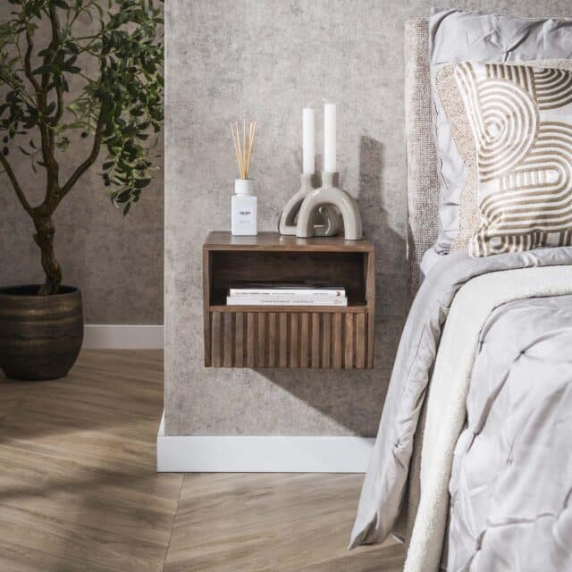 Zijlstra Nachtkastje Carve Zwevend Open Vak 1 Lade Massief Acacia Bruin