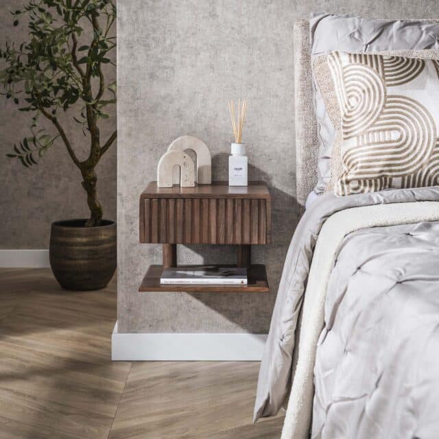 Zijlstra Nachtkastje Carve Shelve Zwevend 1 Lade Massief Acacia Bruin