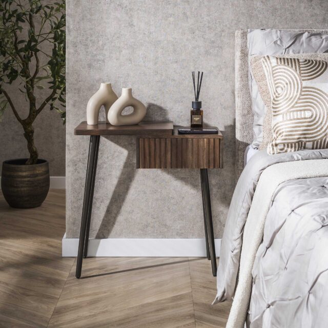 Zijlstra Nachtkastje Carve 1 Lade Links Massief Acacia Bruin