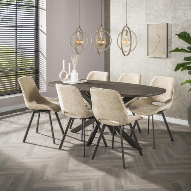 Zijlstra Eettafel Bronvik Deens Ovaal 180cm Brons Liquid Metal