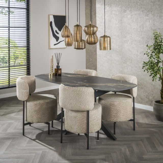 Zijlstra Eettafel Spider Deens Ovaal 180cm Keramiek Fossil Black