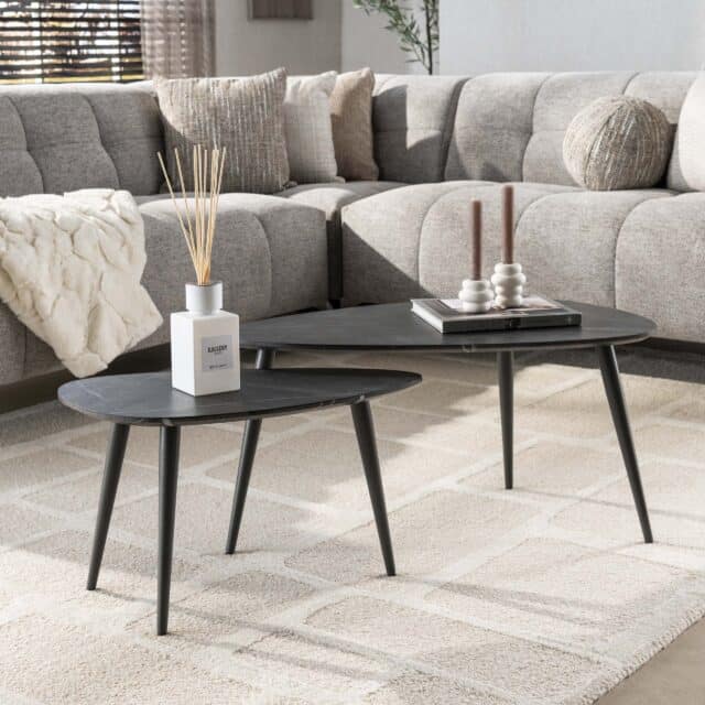 Zijlstra Salontafel Onyx Peervormig Set Van 2 3d Melamine Graphite