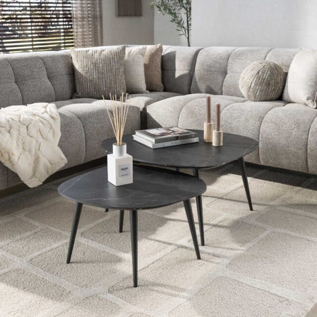 Zijlstra Salontafel Onyx Rock Set Van 2 3d Melamine Graphite