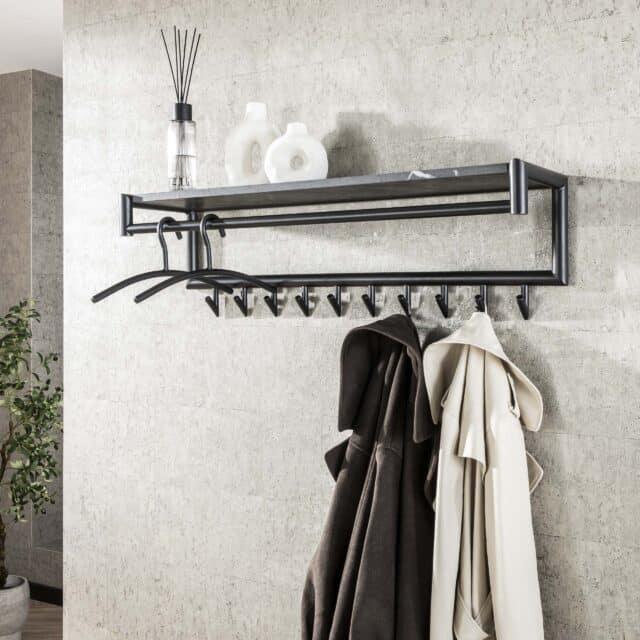 Zijlstra Kapstok Tenaro Roede En Hoedenplank 10 Haken 3d Melamine Graphite