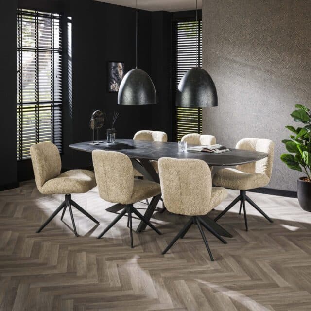 Zijlstra Eettafel Onyx Cross Deens Ovaal 215cm 3d Melamine Graphite