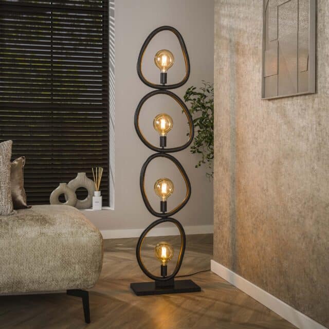 Zijlstra Vloerlamp Pebble 4 Lichts Artic Zwart