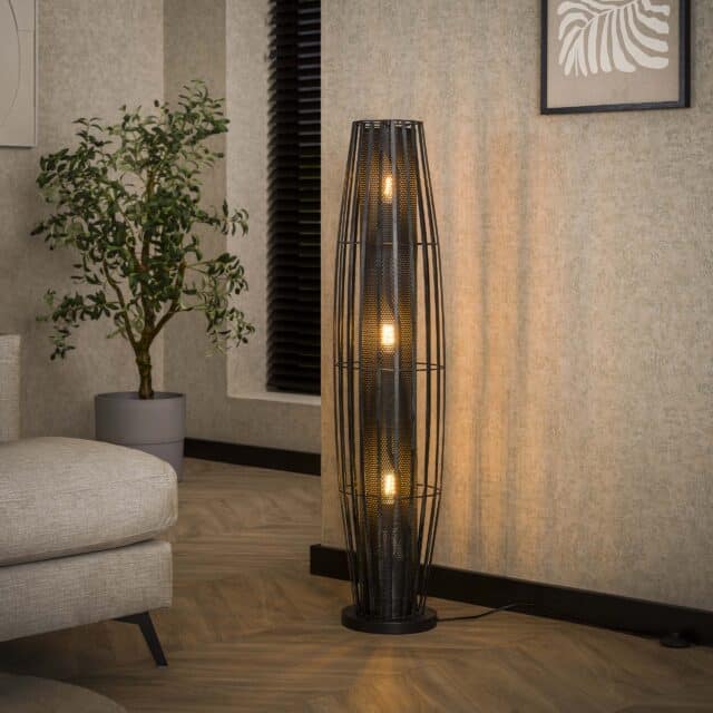 Zijlstra Vloerlamp Cylinder Mesh 3 Lichts 120cm Charcoal