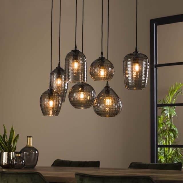 Zijlstra Hanglamp Hexagon 4 3 Lichts Smoke Grey Glas