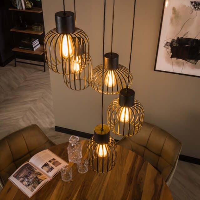 Zijlstra Hanglamp Mix Metal Getrapt 5 Lichts Charcoal