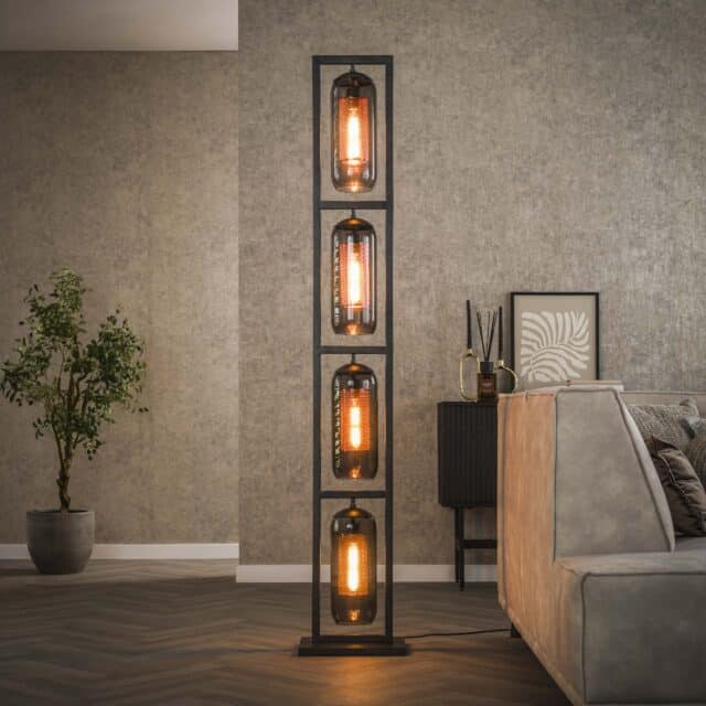 Zijlstra Vloerlamp Smoke Mesh 4 Lichts Artic Zwart