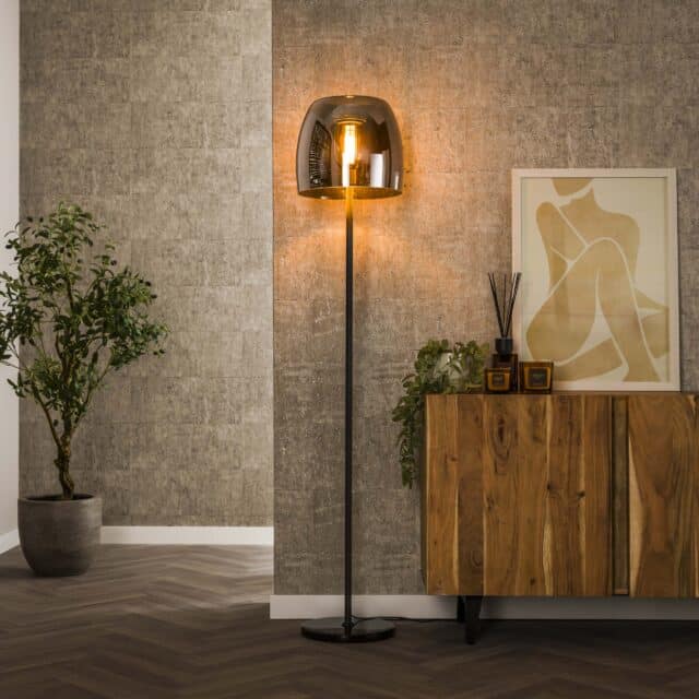 Zijlstra Vloerlamp Drift Glass 1 Lichts Smoke Grey Glas