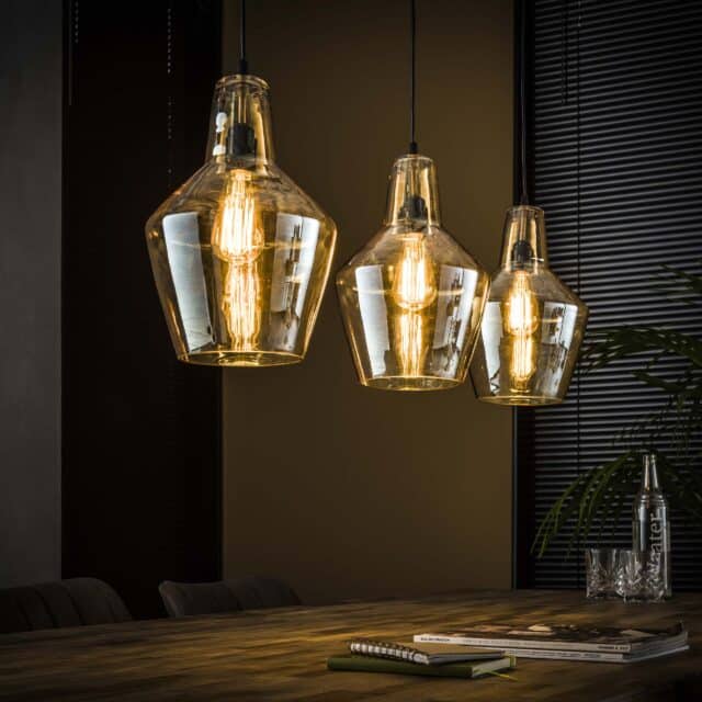 Zijlstra Hanglamp Glass Cone 3 Lichts Oud Zilver