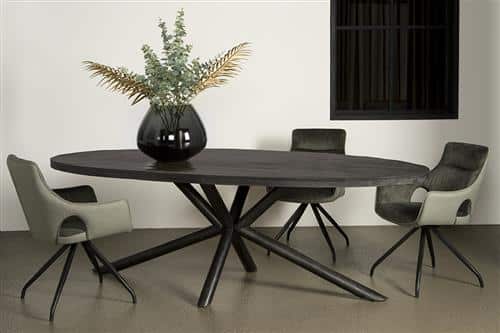 Tower Living eettafel Selva ovaal zwart mangohout